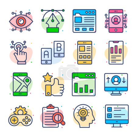Illustration for Set of user interface icons, web design, user interface, mobile, computer and other projects. - Royalty Free Image