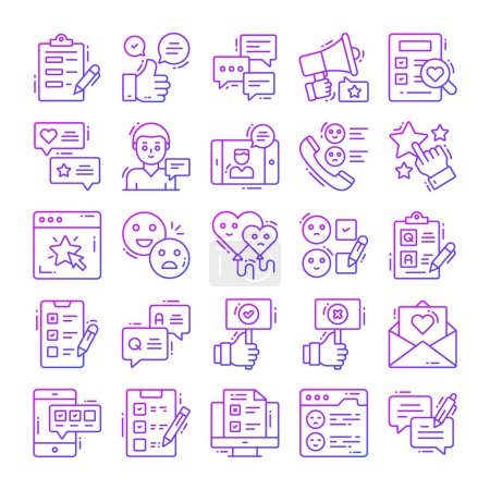 Feedback icons set, Modern graphic design concepts, Included the icon as comment, reviews, survey, satisfaction, report, data and more.