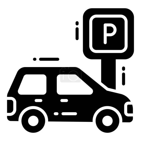 Ilustración de Icono de glifo de aparcamiento, mapa e icono de ubicación. - Imagen libre de derechos
