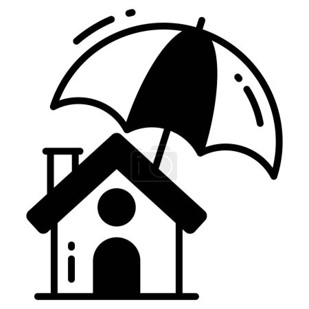 Ilustración de Proteger casa icono de moda, estilo glifo aislado sobre fondo blanco. Símbolo para el diseño de su sitio web, logotipo, aplicación, interfaz de usuario. - Imagen libre de derechos