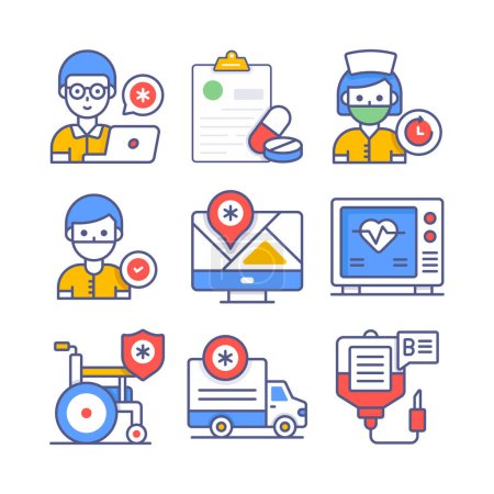 Ilustración de Set of Medical and Healthcare, vector icons. Premium quality symbols. - Imagen libre de derechos