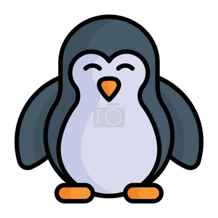 Illustration for A cute and beautiful aquatic bird, vector icon of penguin - Royalty Free Image