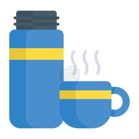 Téléchargez les illustrations : Tea cup and thermos vector icon in trendy style - en licence libre de droit