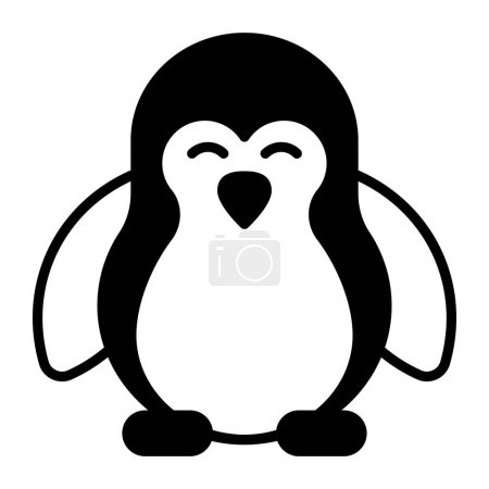 Téléchargez les illustrations : A cute and beautiful aquatic bird, vector icon of penguin - en licence libre de droit