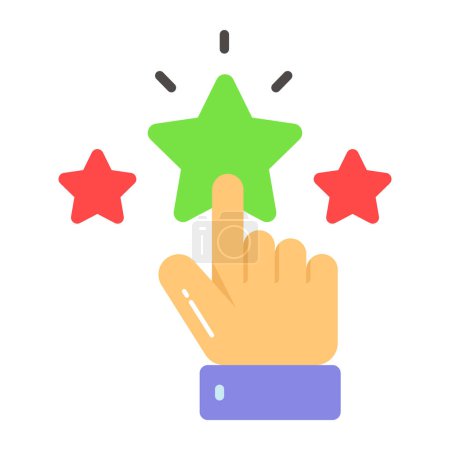 Ilustración de Tres estrellas con la mano que muestra el concepto de icono de calificación en estilo moderno - Imagen libre de derechos