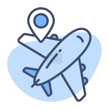 Illustration for Location pin with flight showing concept vector of flight location - Royalty Free Image