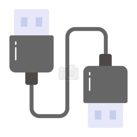 Téléchargez les illustrations : Vecteur de style moderne de câble de données, icône de câble de données style modifiable - en licence libre de droit