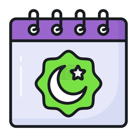Ilustración de Luna y estrella con calendario mostrando el concepto de calendario ramadán - Imagen libre de derechos