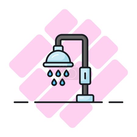 Ilustración de Un increíble vector de ducha con gotas de agua, icono de tomar ghusl - Imagen libre de derechos