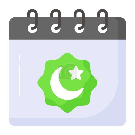 Ilustración de Luna y estrella con calendario mostrando el concepto de calendario ramadán - Imagen libre de derechos