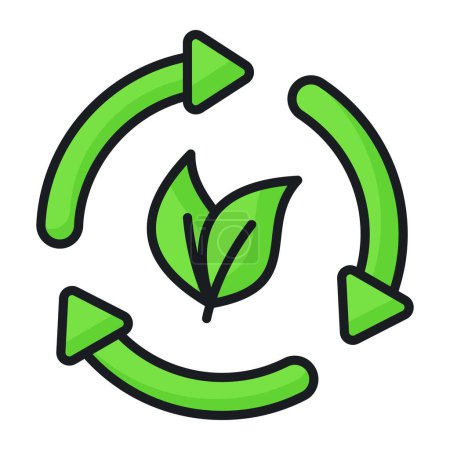 Illustration for Leaves with recycling arrows showing concept icon of eco recycling, easy to use vector - Royalty Free Image