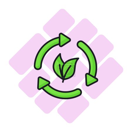 Illustration for Leaves with recycling arrows showing concept icon of eco recycling, easy to use vector - Royalty Free Image