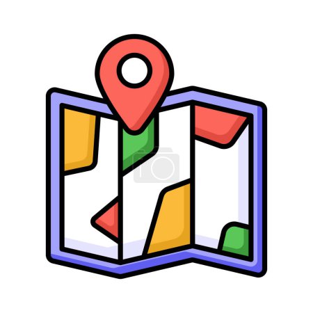 Illustration for Tri Fold chart with location pointer, trendy icon of map location - Royalty Free Image