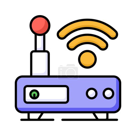 Illustration for An icon of wifi router shows networking device that enables wireless communication between electronic devices and the internet - Royalty Free Image