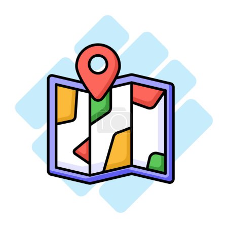 Illustration for Tri Fold chart with location pointer, trendy icon of map location - Royalty Free Image