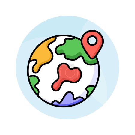 Globus mit Kartenstift, der Konzeptvektor der Geolokalisierung im modernen Stil zeigt