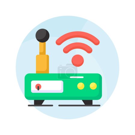 Illustration for An icon of wifi router shows networking device that enables wireless communication between electronic devices and the internet - Royalty Free Image