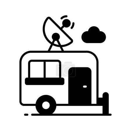 Ilustración de Vector moderno de autocaravana, un icono editable de la caravana en el estilo de moda, vehículo autopropulsado - Imagen libre de derechos