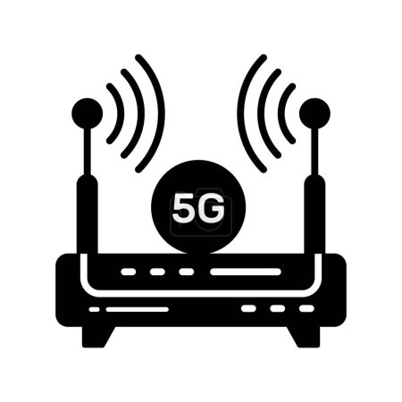 Illustration for Wifi router with 5G internet signals denoting concept icon of 5G internet signals - Royalty Free Image