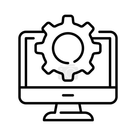 Computer-Setting-Vektor-Design im trendigen Stil, Systemkonfiguration-Symbol