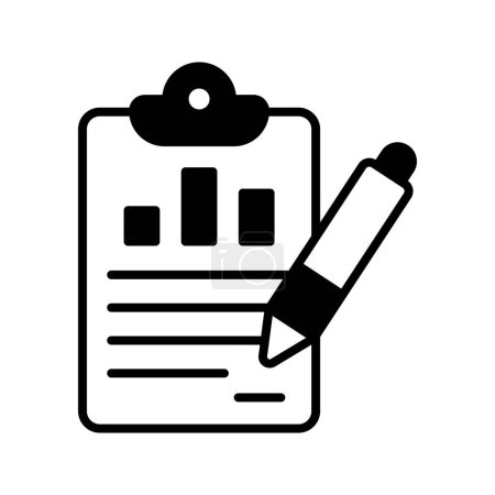 Bar chart on clipboard with pencil showing concept icon of business report