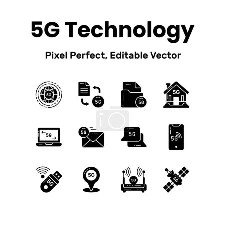 Illustration for Revolutionize your designs with our 5G Network icons Inspire innovation and convey the essence of advanced technology through a curated collection of captivating - Royalty Free Image
