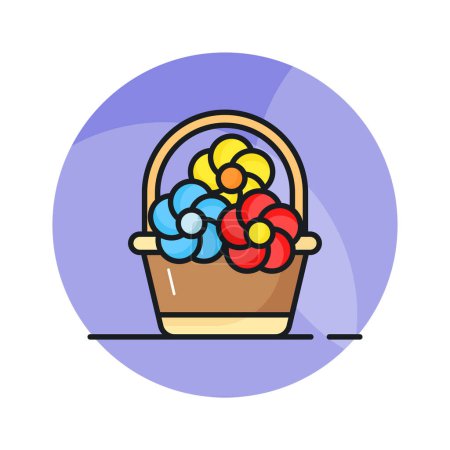 Illustration for Grab this beautifully designed vector of flower basket in editable style, decorative bucket - Royalty Free Image