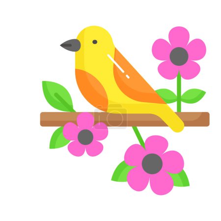 Illustration for A bird sitting in a branch of tree, grab this beautiful icon of bird in editable style - Royalty Free Image