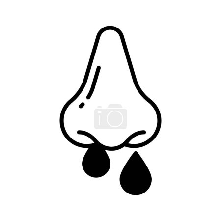 Nose with mucus denoting concept vector of runny nose in edible style