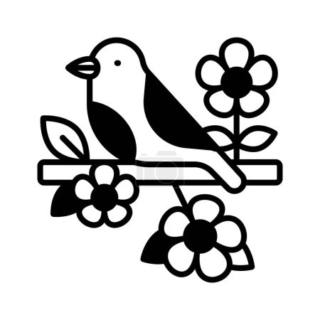 Illustration for A bird sitting in a branch of tree, grab this beautiful icon of bird in editable style - Royalty Free Image