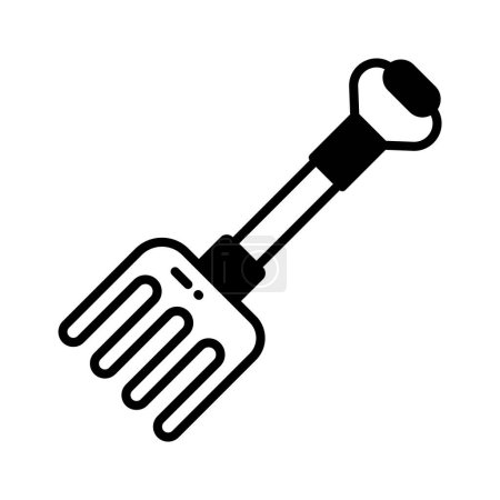Téléchargez les illustrations : Vérifiez ce vecteur magnifiquement conçu de l'outil de jardinage, icône de la fourchette agricole - en licence libre de droit