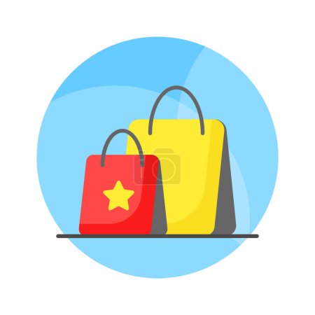 Trendy design of shopping bags for websites and apps,