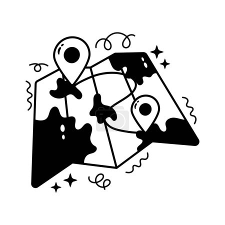 Ilustración de Tri Doble gráfico con puntero de ubicación, icono de moda de la ubicación del mapa - Imagen libre de derechos