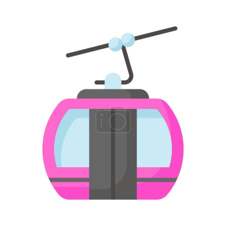 Illustration for Cable car vector denoting transportation that uses cables to pull tram-like vehicles up and down steep hills or inclines - Royalty Free Image
