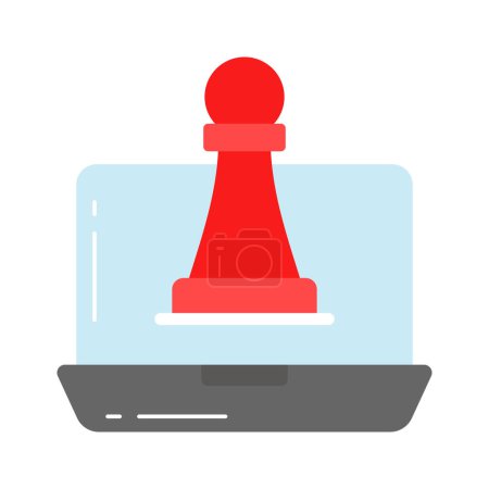 Ilustración de Pieza de ajedrez con portátil que muestra el icono del concepto de estrategia digital, listo para usar vector - Imagen libre de derechos
