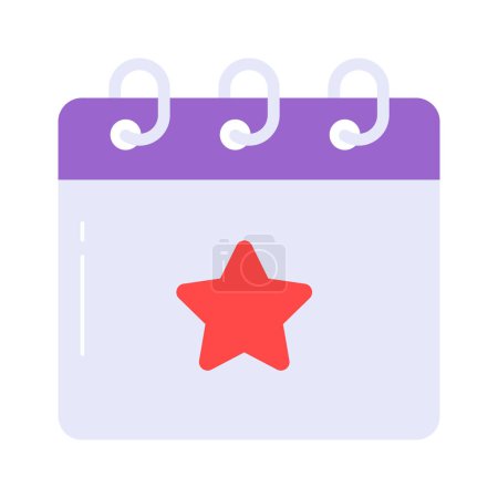 Ilustración de Estrella dentro del calendario que muestra el icono de concepto del calendario de eventos, vector editable - Imagen libre de derechos