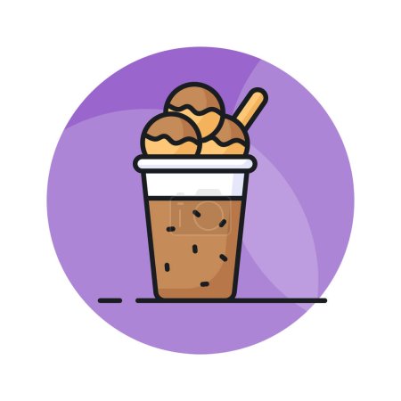 Téléchargez les illustrations : Vecteur de crème glacée saveur chocolat dans un style de conception moderne, icône personnalisable - en licence libre de droit