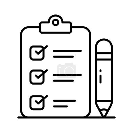 Téléchargez les illustrations : L'icône de liste de vérification soigneusement conçue représente une liste de tâches ou d'éléments à effectuer, souvent utilisés dans les applications de productivité et d'organisation. - en licence libre de droit