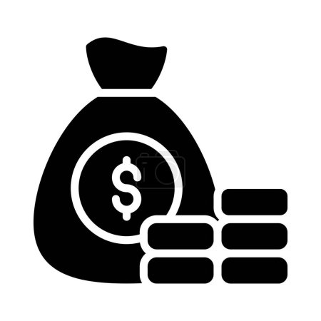 Ilustración de Bolsa de dinero con monedas de dólar, icono de ahorro en el estilo de moda, diseño de vectores premium - Imagen libre de derechos