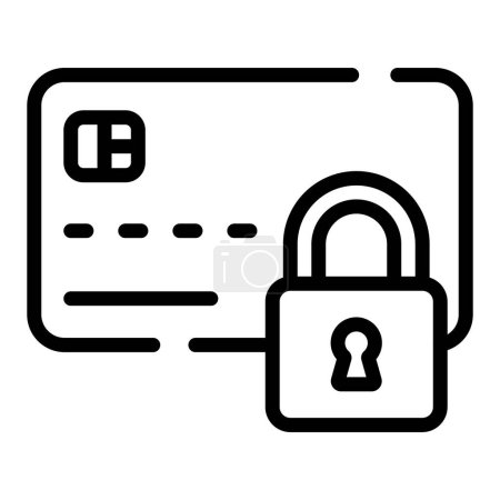 Téléchargez les illustrations : Carte atm avec cadenas, icône de concept de paiement sécurisé, vecteur de sécurité de carte de crédit - en licence libre de droit
