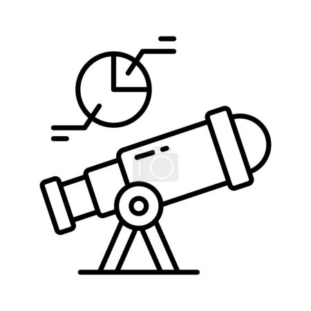 Illustration for Telescope with pie diagram showing predictive analysis concept vector - Royalty Free Image
