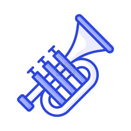 Téléchargez les illustrations : Icône trompette dans un style branché, instrument de musique, art musical et composition thème Illustration vectorielle - en licence libre de droit