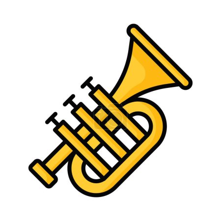 Téléchargez les illustrations : Icône trompette dans un style branché, instrument de musique, art musical et composition thème Illustration vectorielle - en licence libre de droit