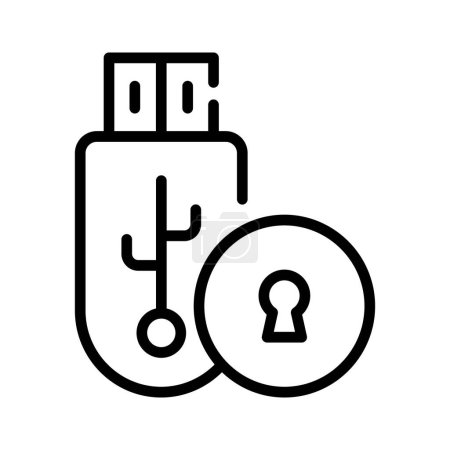 Téléchargez les illustrations : Pen Drive icône de sécurité, protection des données, USB verrouillé - en licence libre de droit