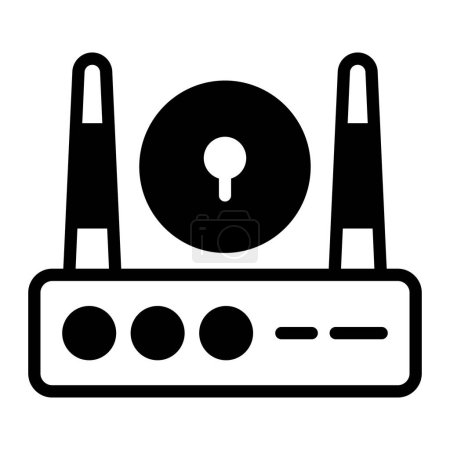 Illustration for Modern icon vector of wifi router security, wifi signals with keyhole - Royalty Free Image