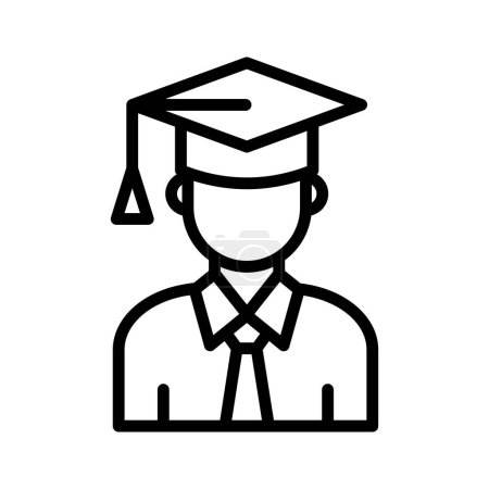 Ilustración de Una persona con gorra académica que muestra el icono del concepto de la graduación, listo para usar vector - Imagen libre de derechos