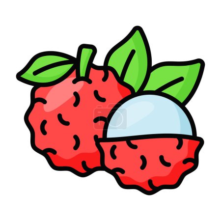 Ilustración de Diseño de vectores de frutas Lychee aislado sobre fondo blanco, alimentos saludables y orgánicos - Imagen libre de derechos