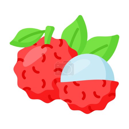 Ilustración de Diseño de vectores de frutas Lychee aislado sobre fondo blanco, alimentos saludables y orgánicos - Imagen libre de derechos