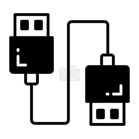 Téléchargez les illustrations : Vecteur de style moderne de câble de données, icône de câble de données style modifiable. - en licence libre de droit