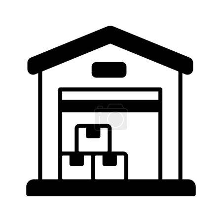 Illustration for A modern home with some packages inside, conceptualizing warehouse icon - Royalty Free Image